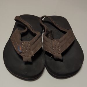 Rainbow Brown Flip Flops with Braided Straps